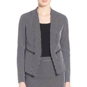 Halogen Black Tile Motif Pattern Zip Pocket Open Jacket - Size Small (S)